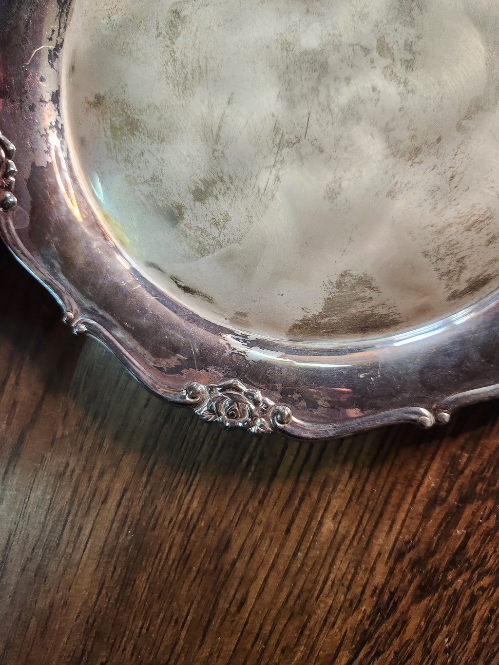 Vintage Hand-finished Silverplated Round Serving Tray Japan