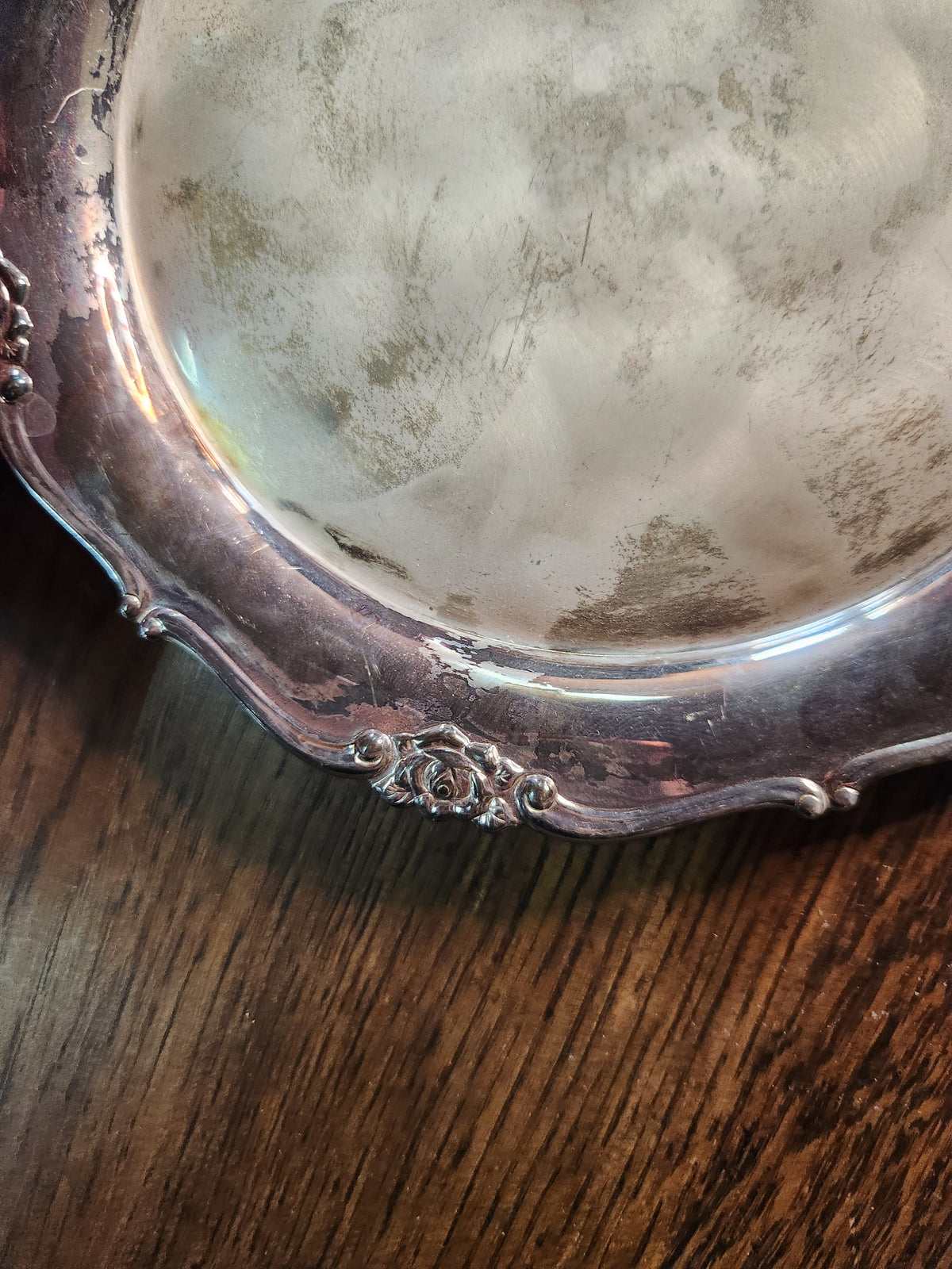 Vintage Hand-finished Silverplated Round Serving Tray Japan
