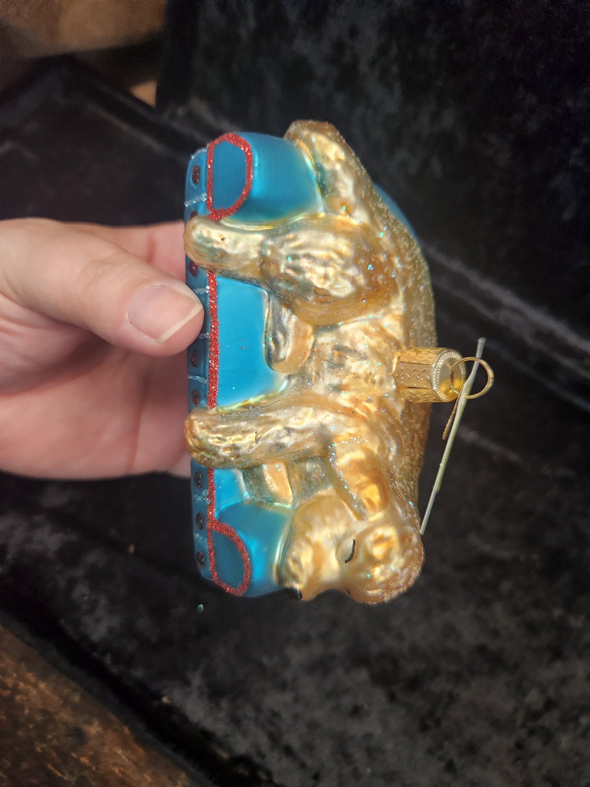 The Old World Christmas Sleepy Doodle Dog Ornament