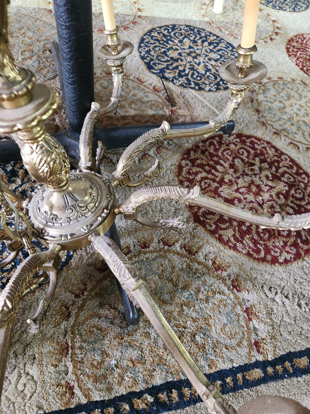 Vintage Ornate Brass Chandelier