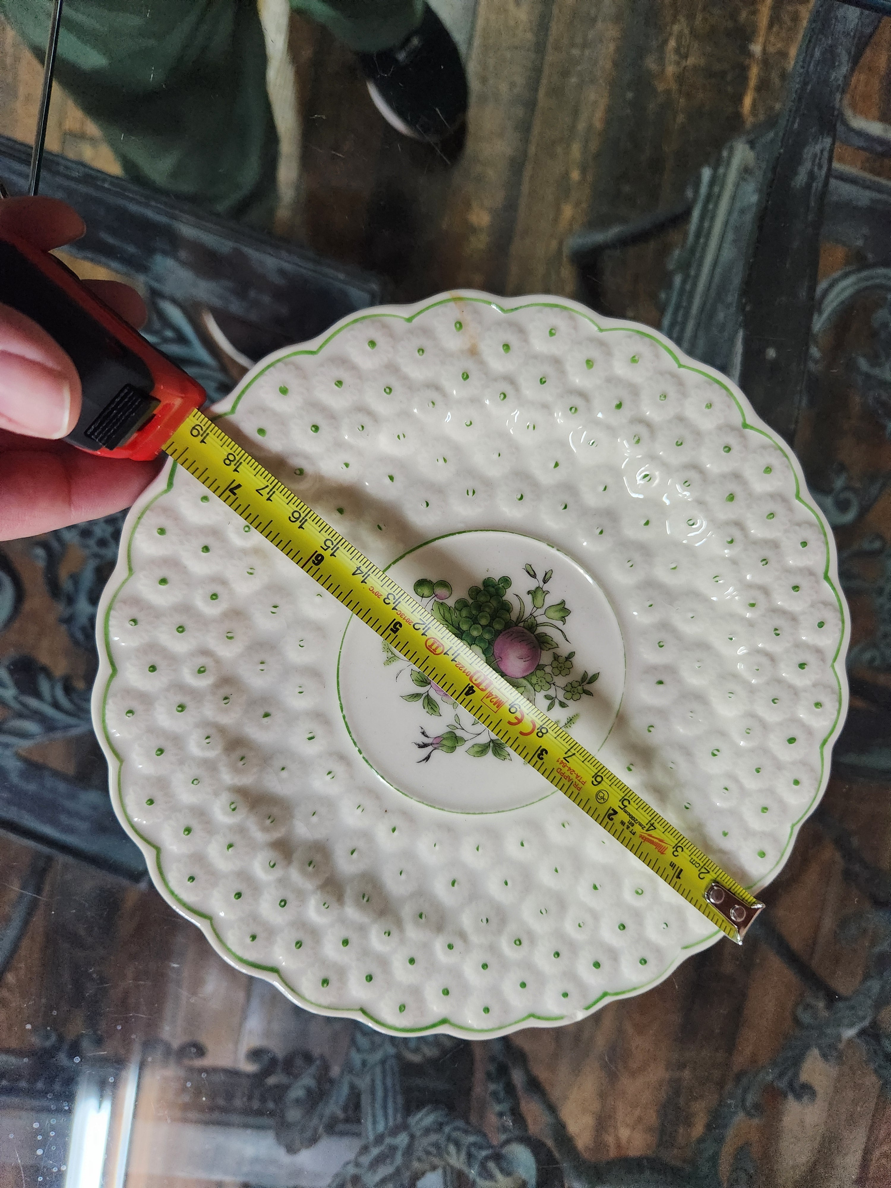 5 Vintage Hand painted Scalloped Floral Plates Japan