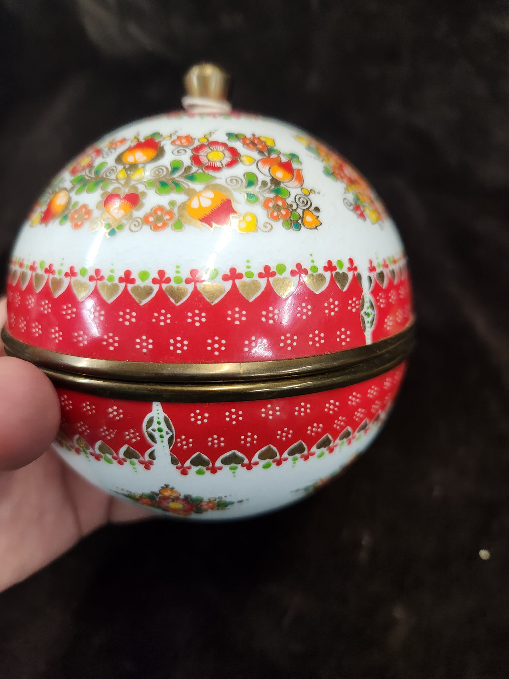 Mid-Century Steinböck (Steinbock) Austria Enamel and Brass Spherical Globe Trinket Box