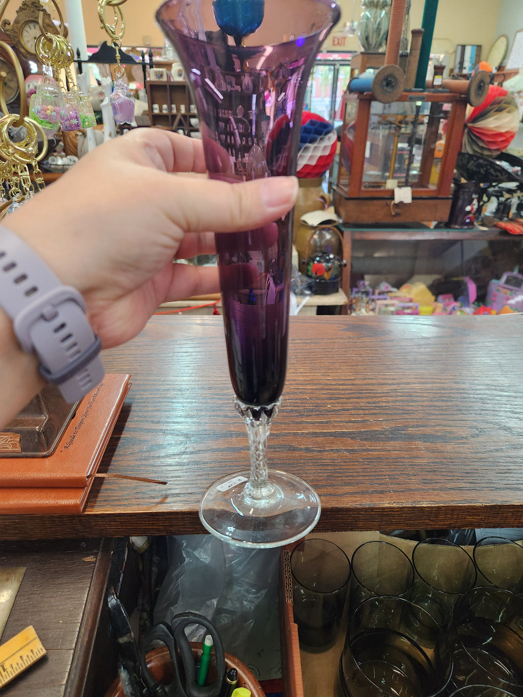 Vintage Amethyst Purple Glass Bud Vase