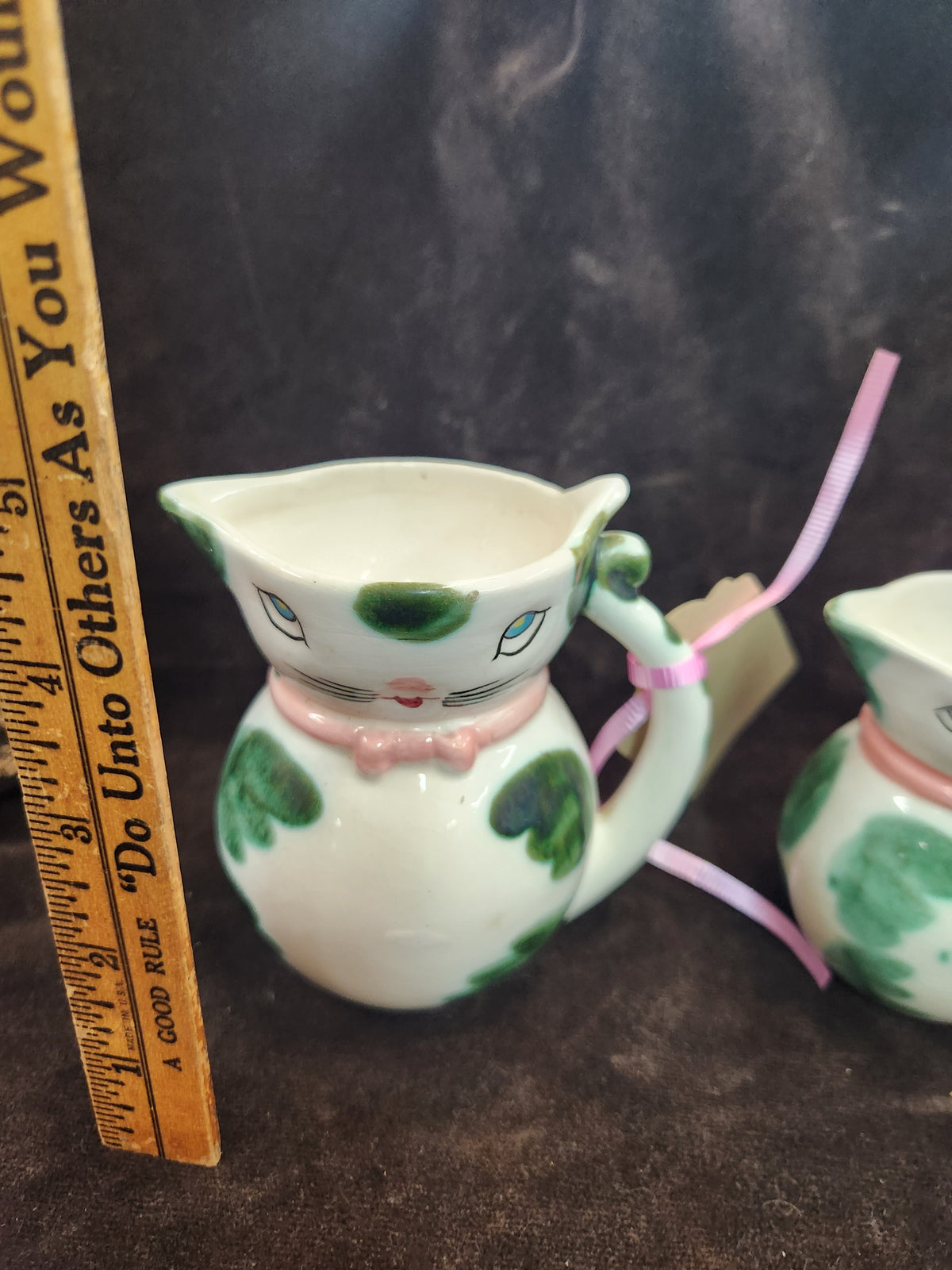 Vintage Three-Piece Lipper & Mann Anthropomorphic Cat Pitcher and Creamer Set Made in Japan 1950s