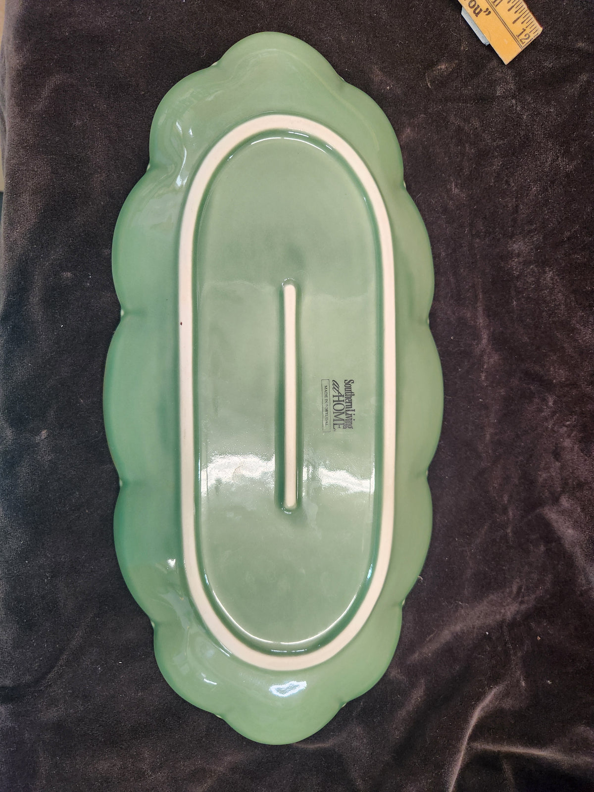 Southern Living at Home Green Scalloped Ceramic Serving Platter
