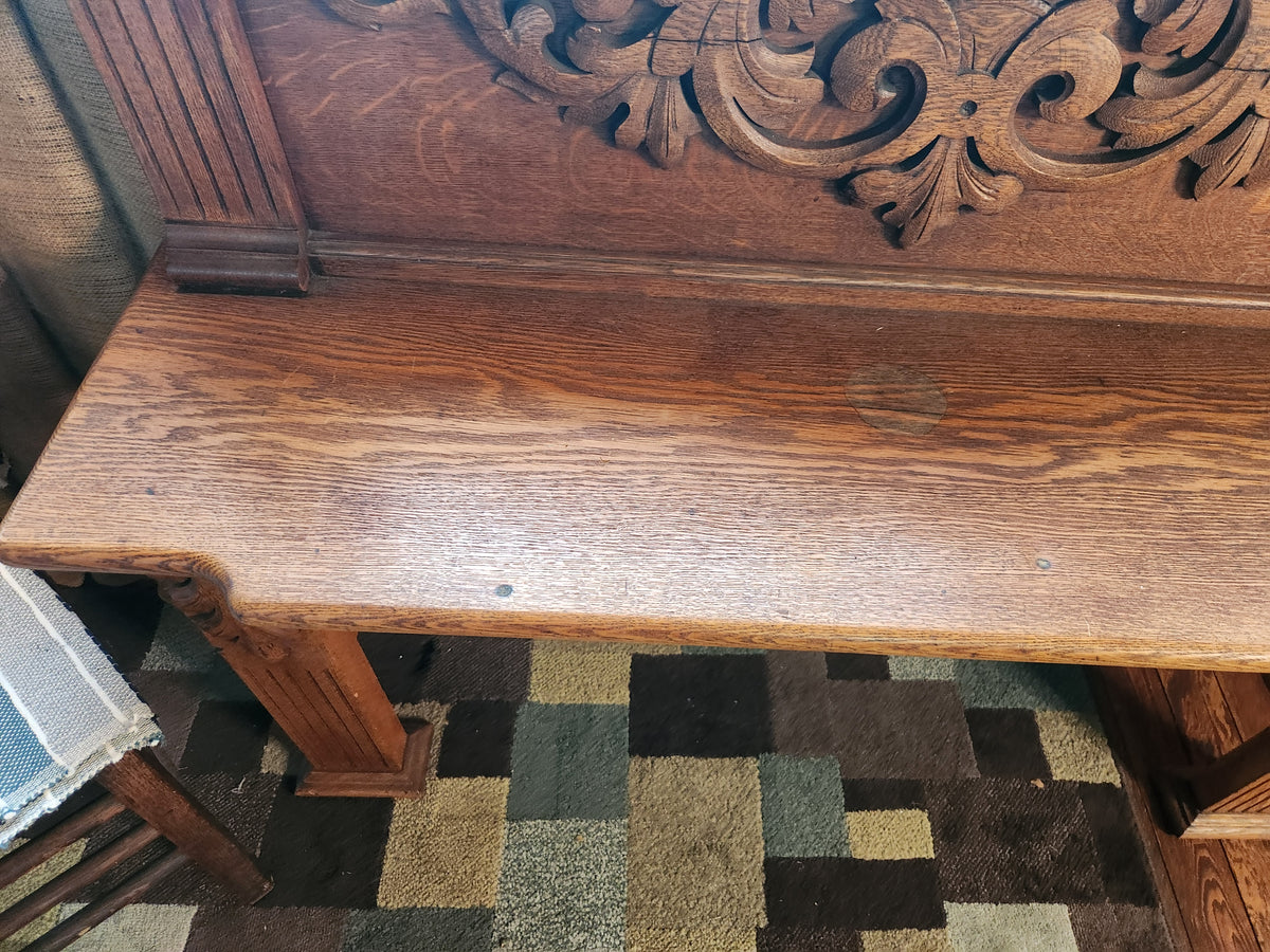 Solid Carved Oak 1920's-30's Fireplace Mantle or Vintage Bench