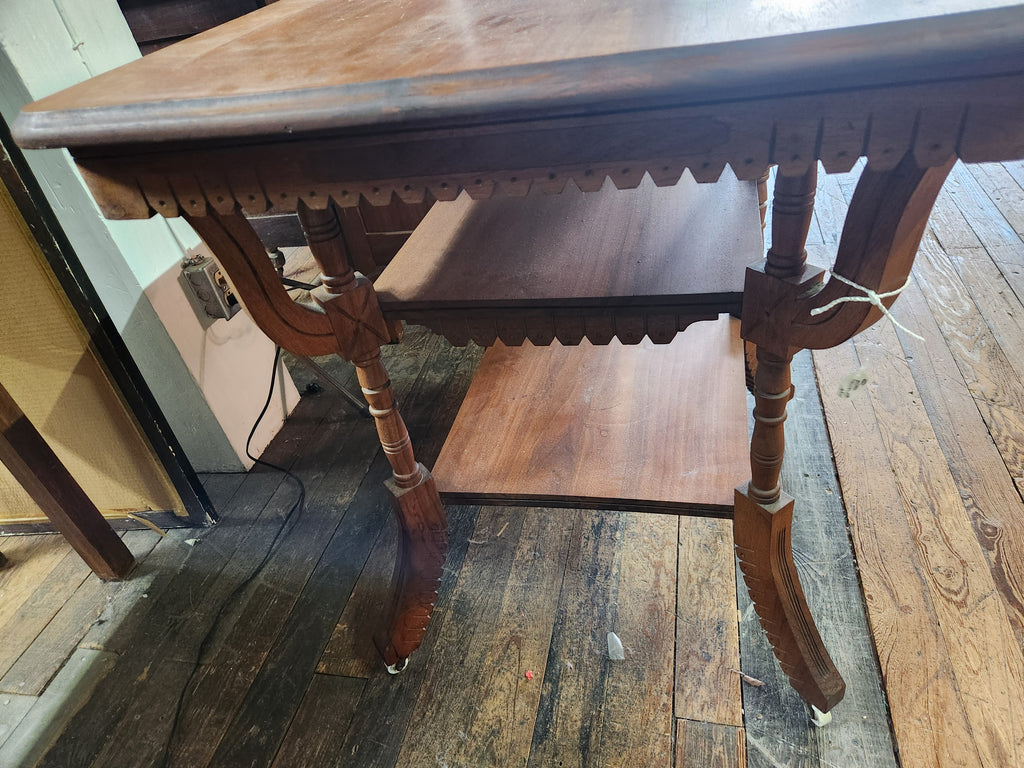 Antique Victorian Oak Parlor Side Table