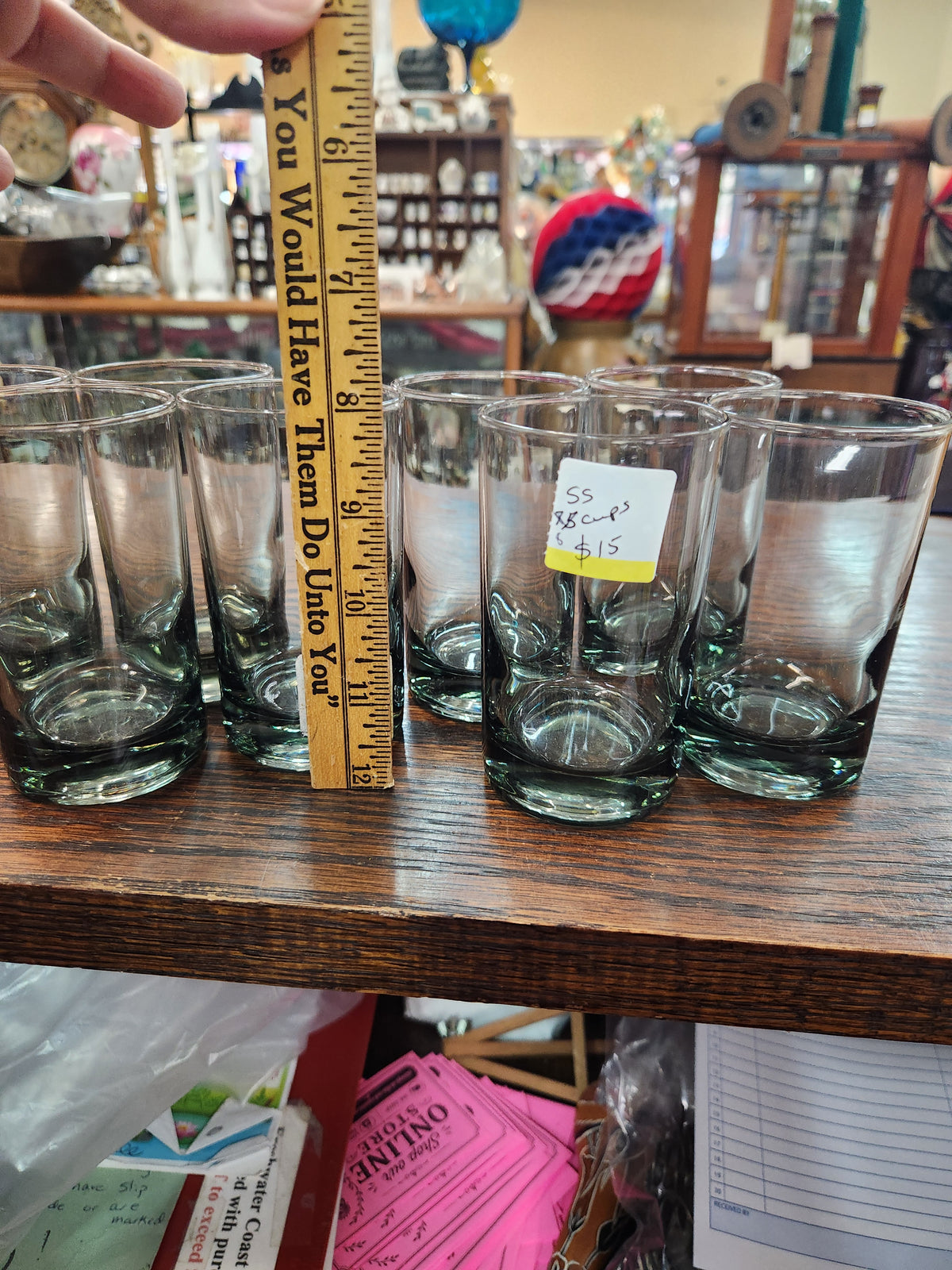 8 Vintage Juice Glasses Dark Grayish Color