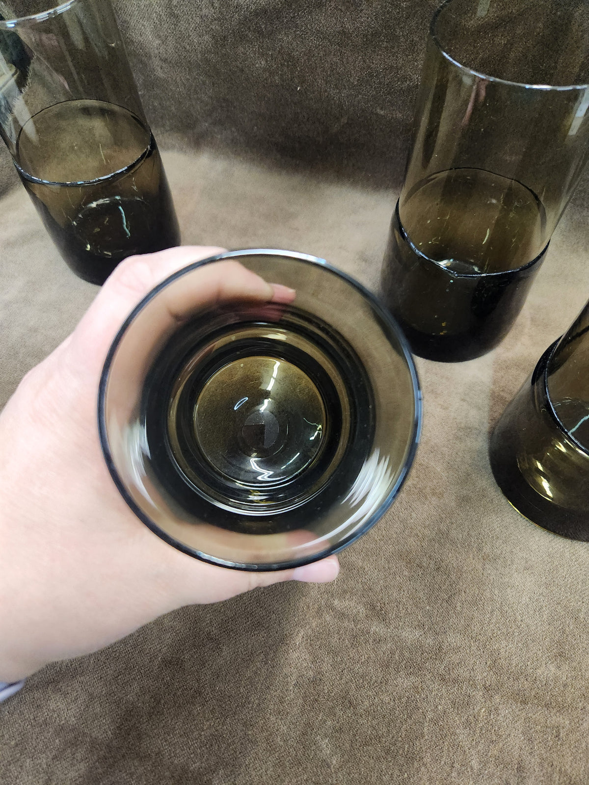 4 Pier 1 Double Dip Smoke Glass Tumblers