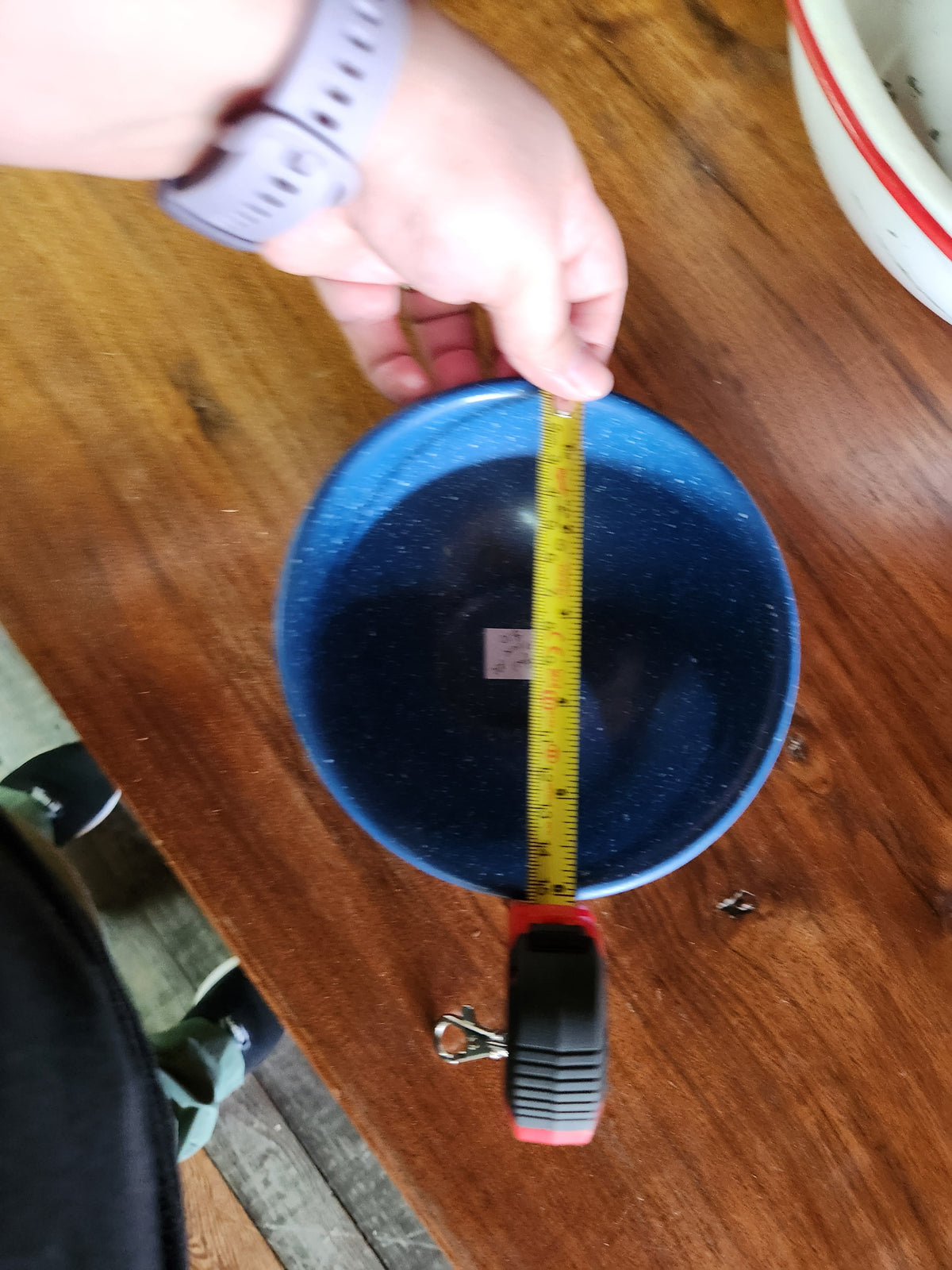 Blue Spatterware Enamel Bowl