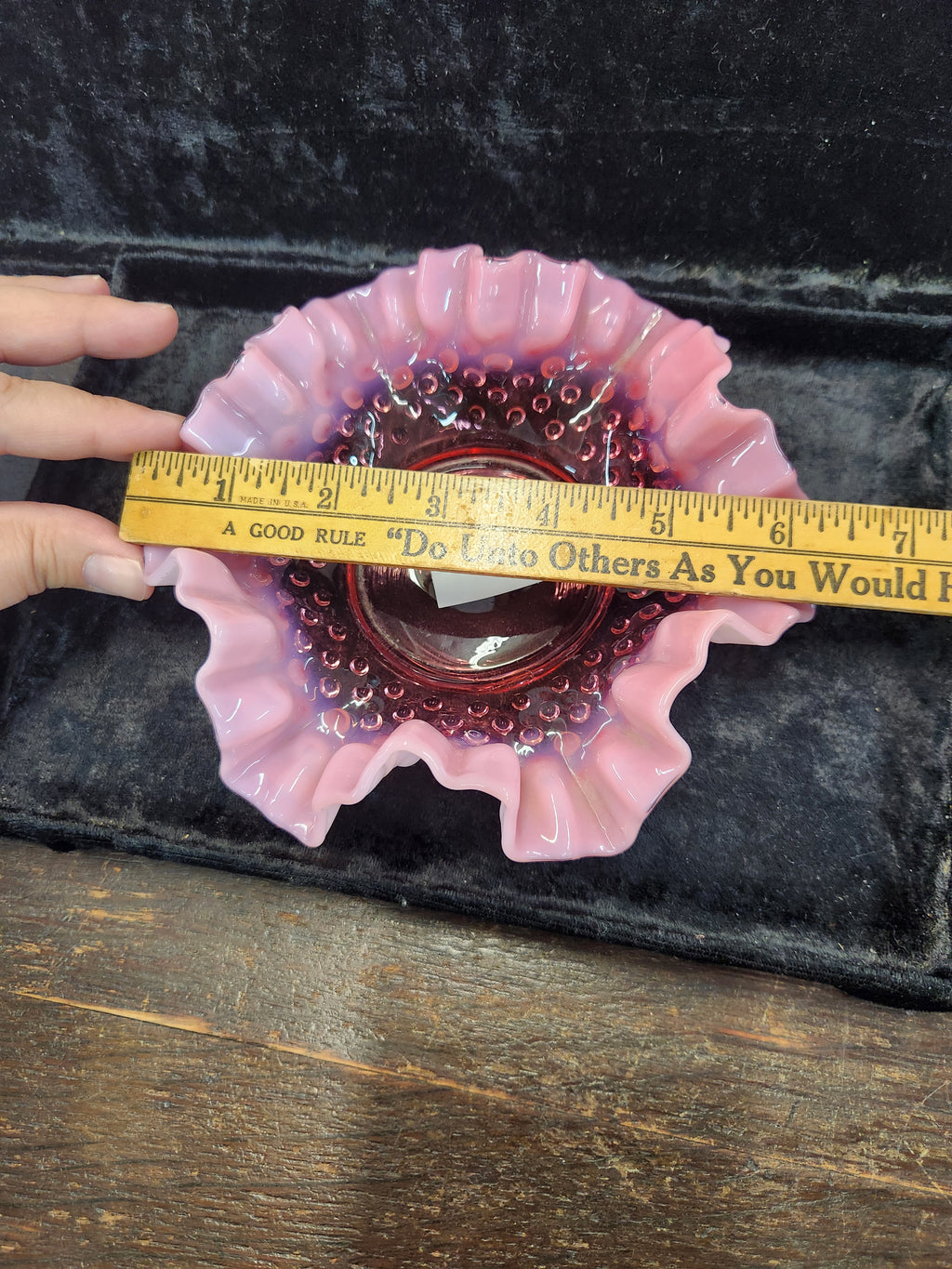 Vintage Fenton Raspberry Ruffled Dish
