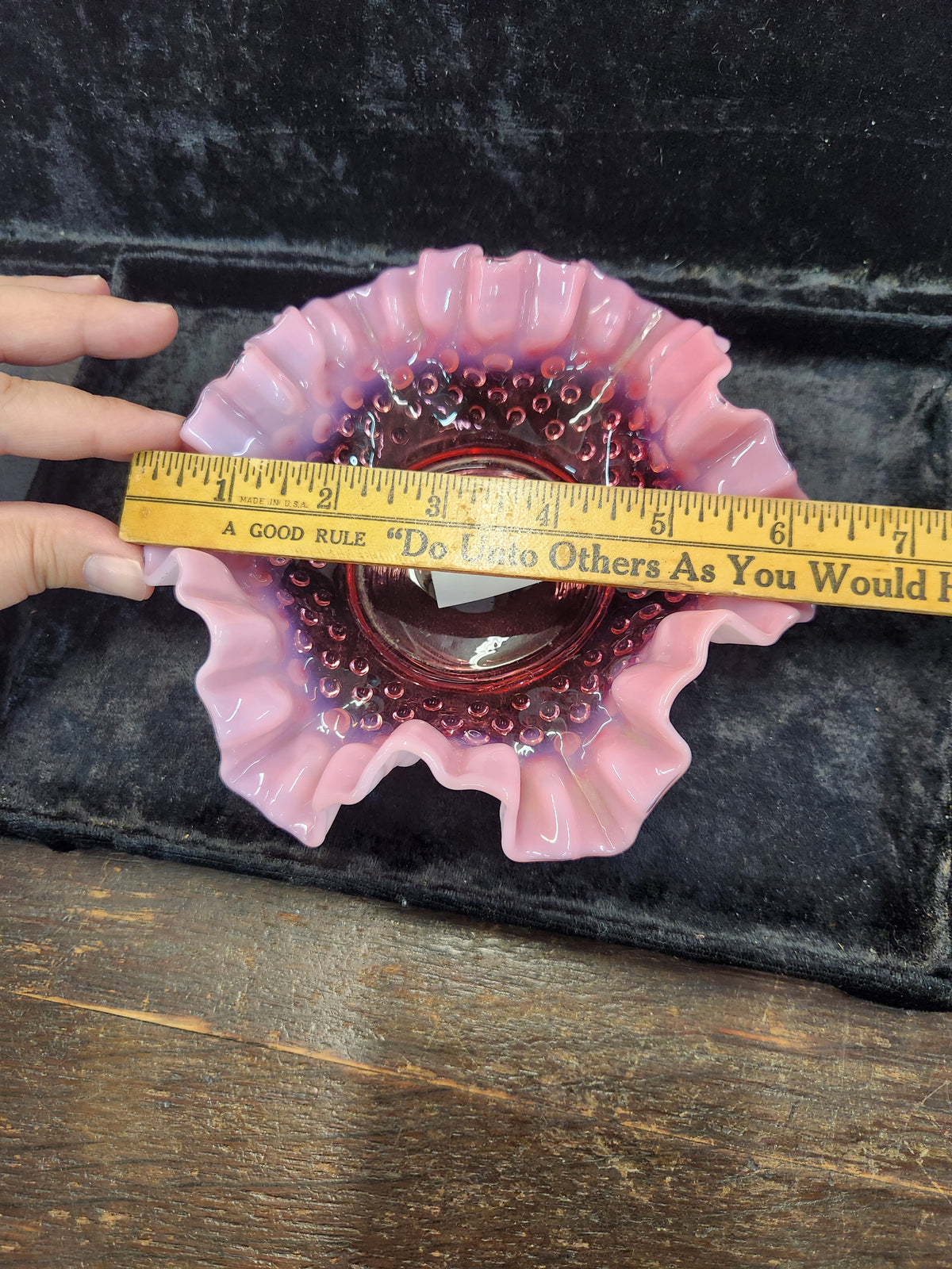 Vintage Fenton Raspberry Ruffled Dish