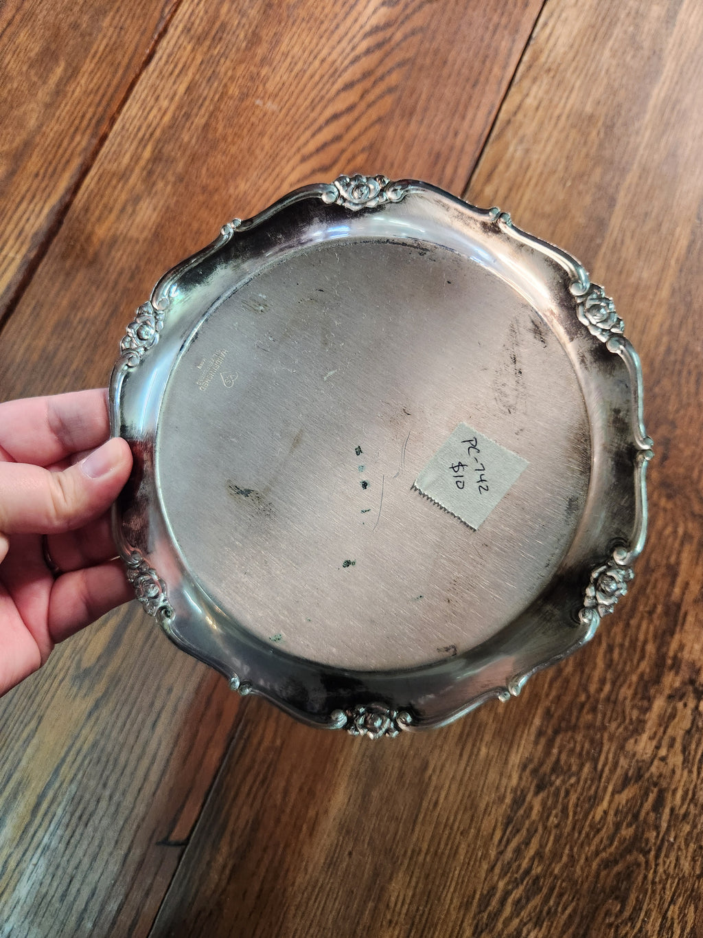 Vintage Hand-finished Silverplated Round Serving Tray Japan