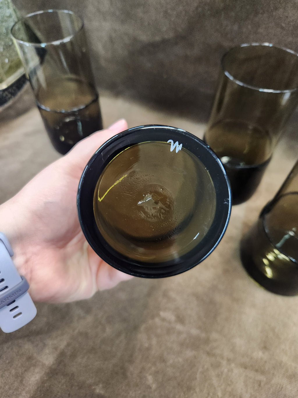 4 Pier 1 Double Dip Smoke Glass Tumblers