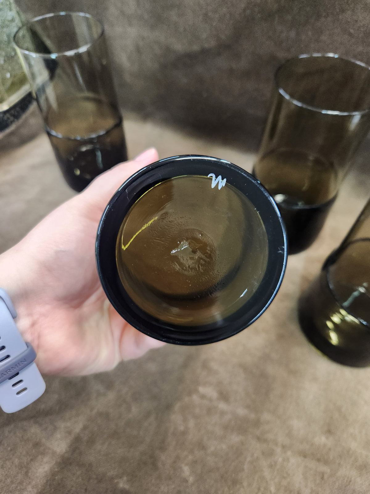4 Pier 1 Double Dip Smoke Glass Tumblers
