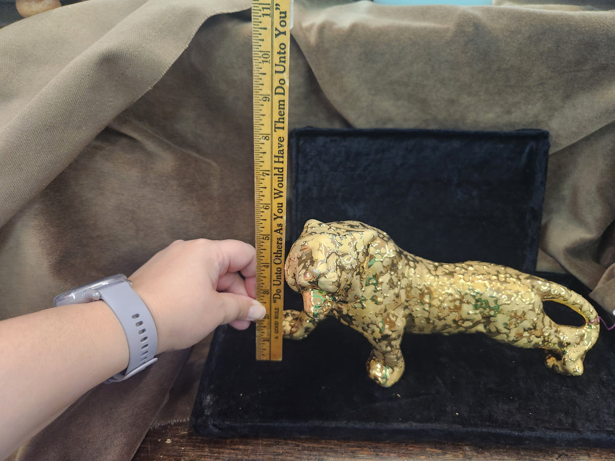 Vintage Weeping Gold Porcelain Jaguar FIgurine