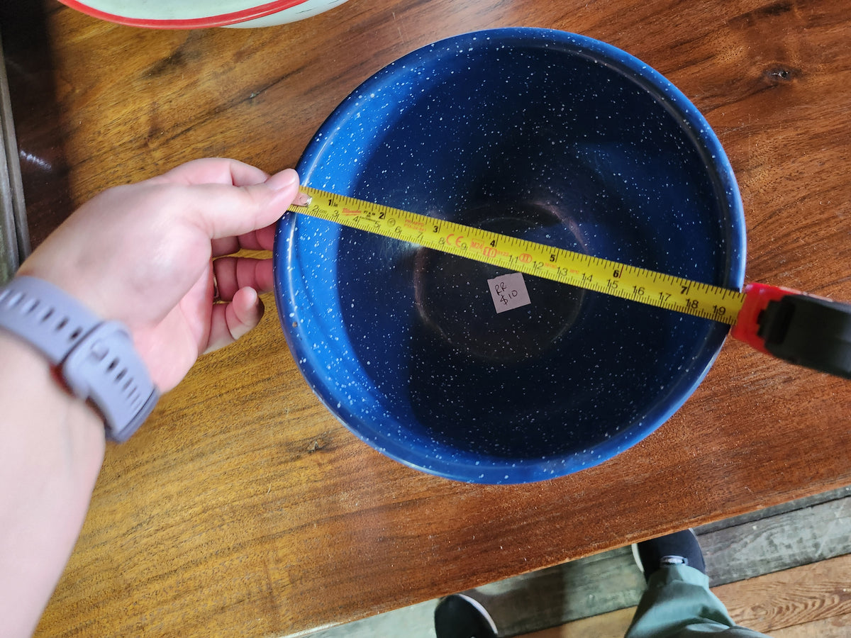 Vintage Blue & White Speckled Enamelware Bowl