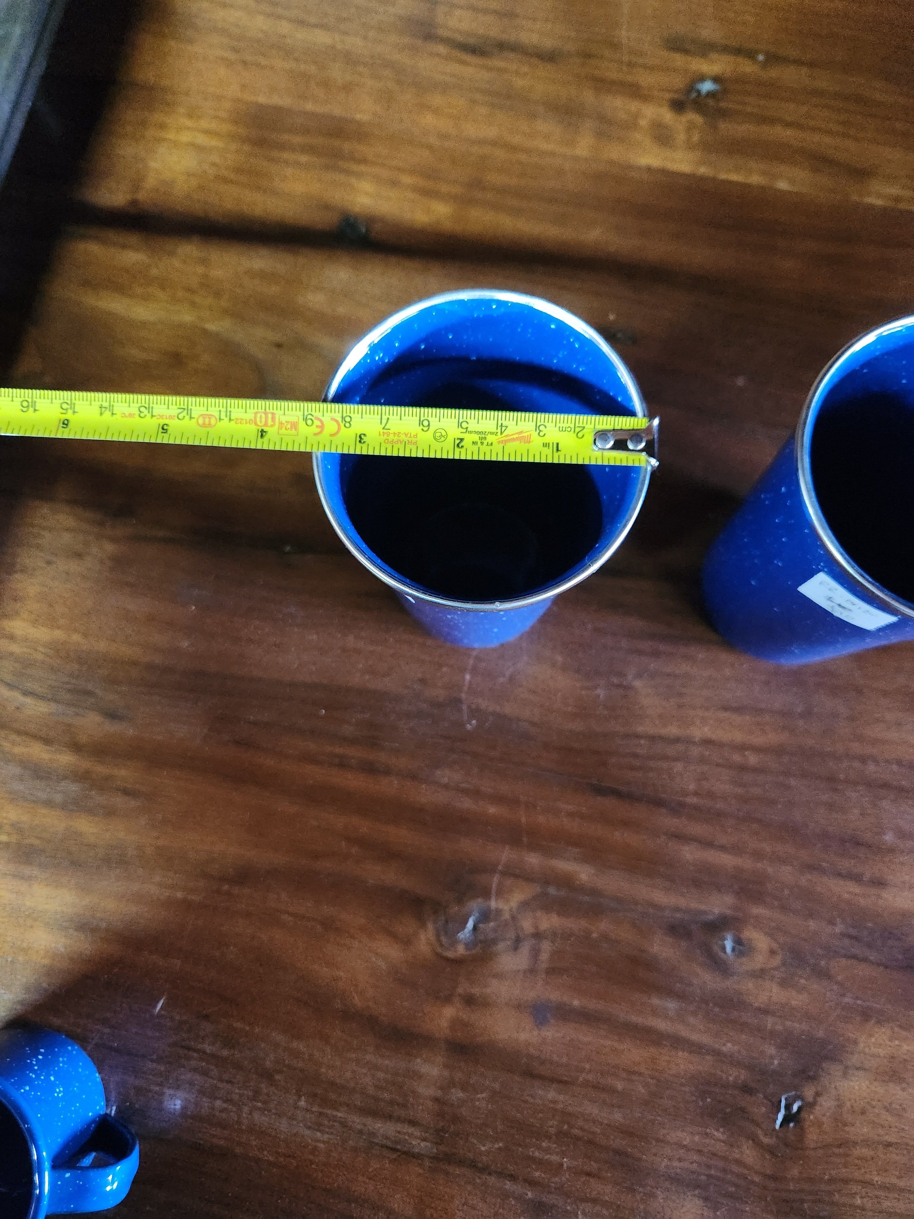 Blue Speckled Enamelware Cup