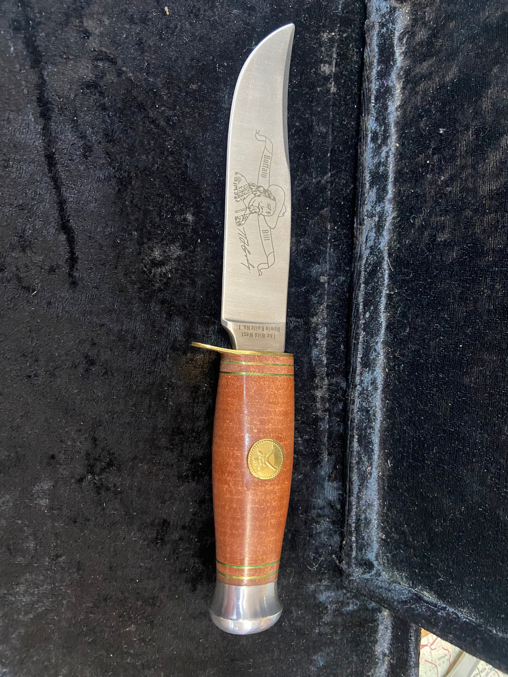 Commemorative Fixed-Blade Hunting Knife Buffalo Bill "The Wild West Bowie Knife No.1" Stainless Steel