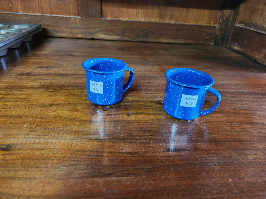 Blue Speckled Small Coffee Cup Enamel Ware