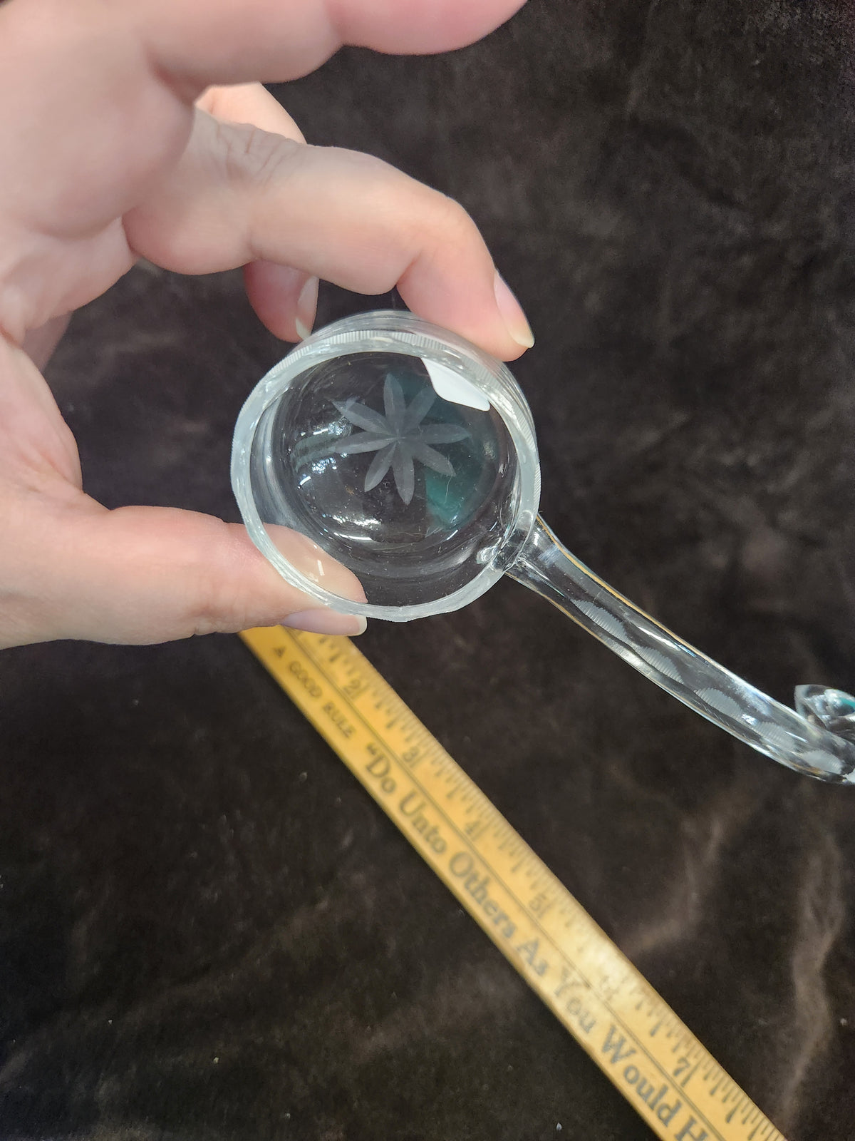 vintage glass mayonnaise spoon (also commonly referred to as a mayonnaise ladle or condiment ladle)
