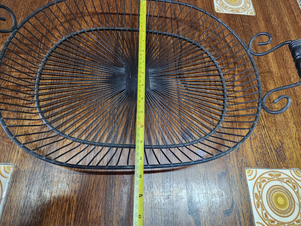 Vintage Black Metal Wire Oval Bread or Fruit Basket