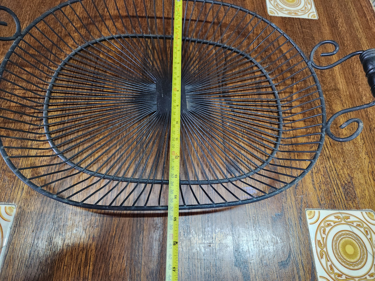 Vintage Black Metal Wire Oval Bread or Fruit Basket