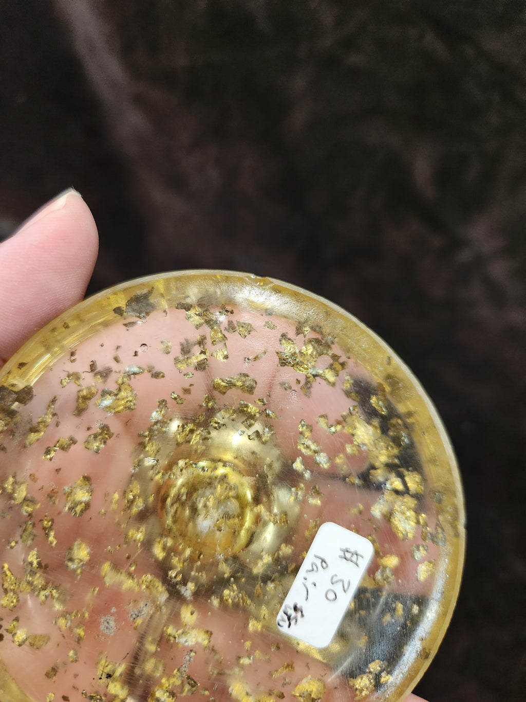Vintage Lucite Taper Candle Holders Embedded with Gold-Tone Flakes