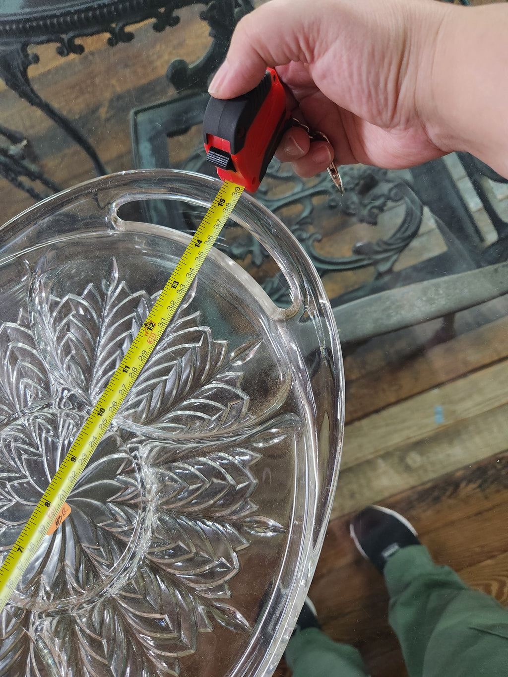 Vintage 5-Section Divided Oval Relish/Appetizer Serving Tray "Feather" Pattern Jeannette Glass Company