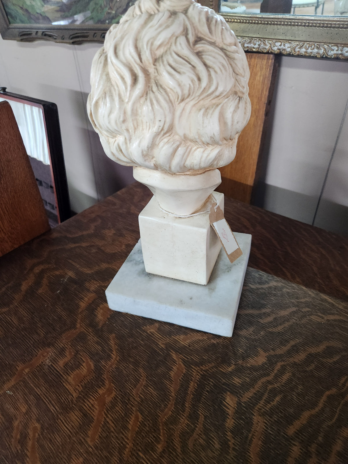 VIntage Composite Marble & Alabaster Bust of Composer Franz Schubert