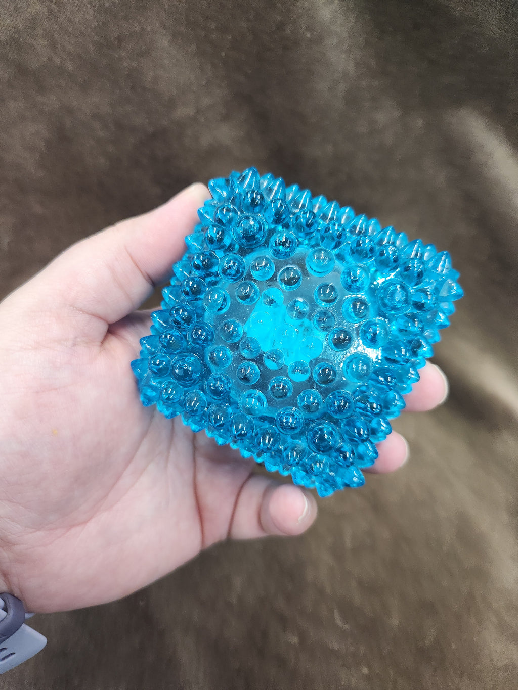 Vintage Aqua Blue Hobnail Glass Fenton Salt Cellar, Votive Candle Holder, or Small Ashtray