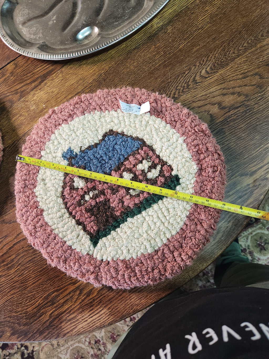 Pair of Vintage Hook Rug Seat Cushions