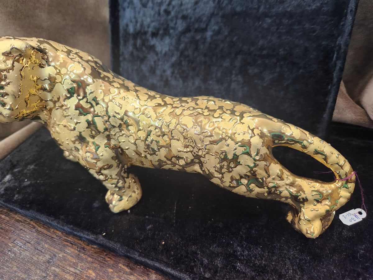 Vintage Weeping Gold Porcelain Jaguar FIgurine