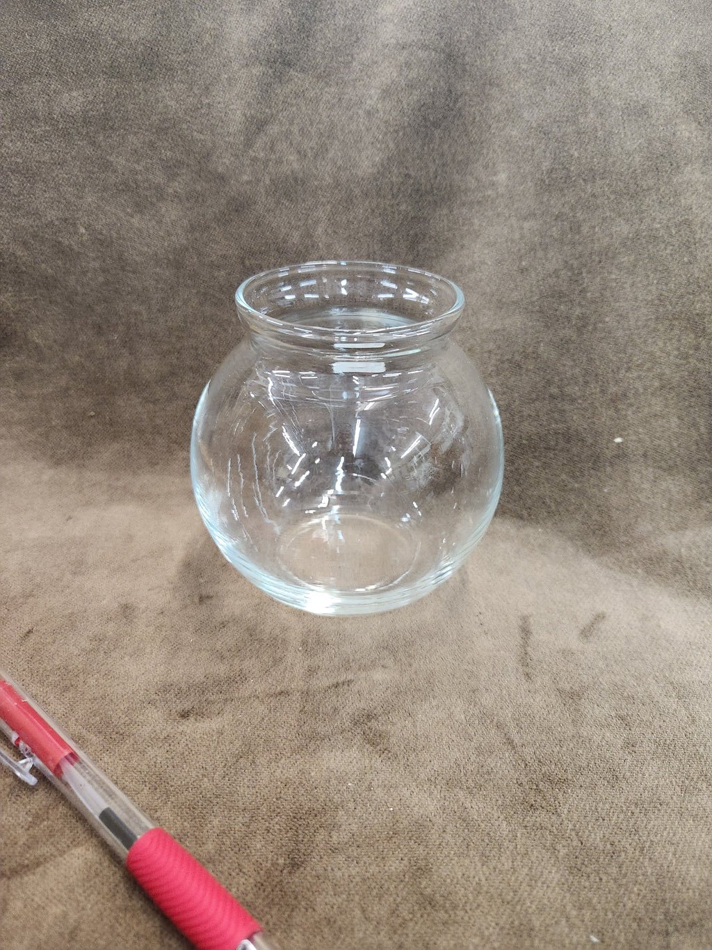 Vintage Clear Glass Bubble Bowl Vase with Flared Rim