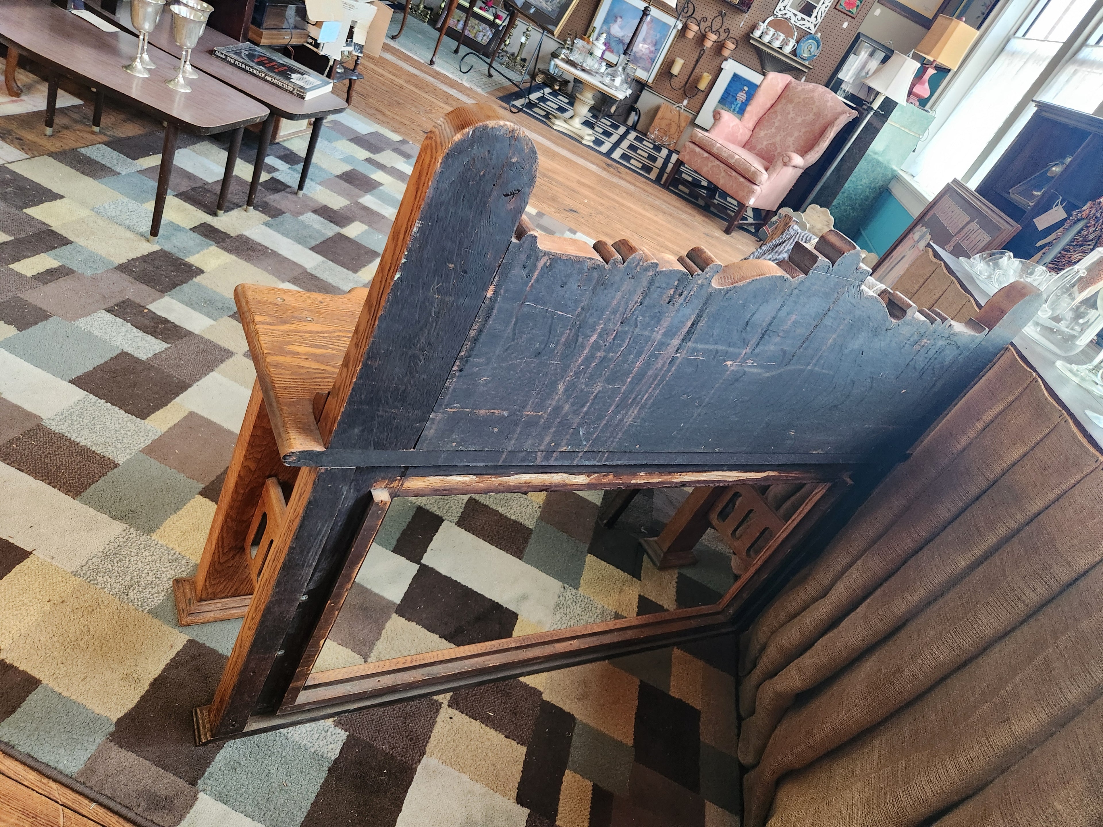 Solid Carved Oak 1920's-30's Fireplace Mantle or Vintage Bench