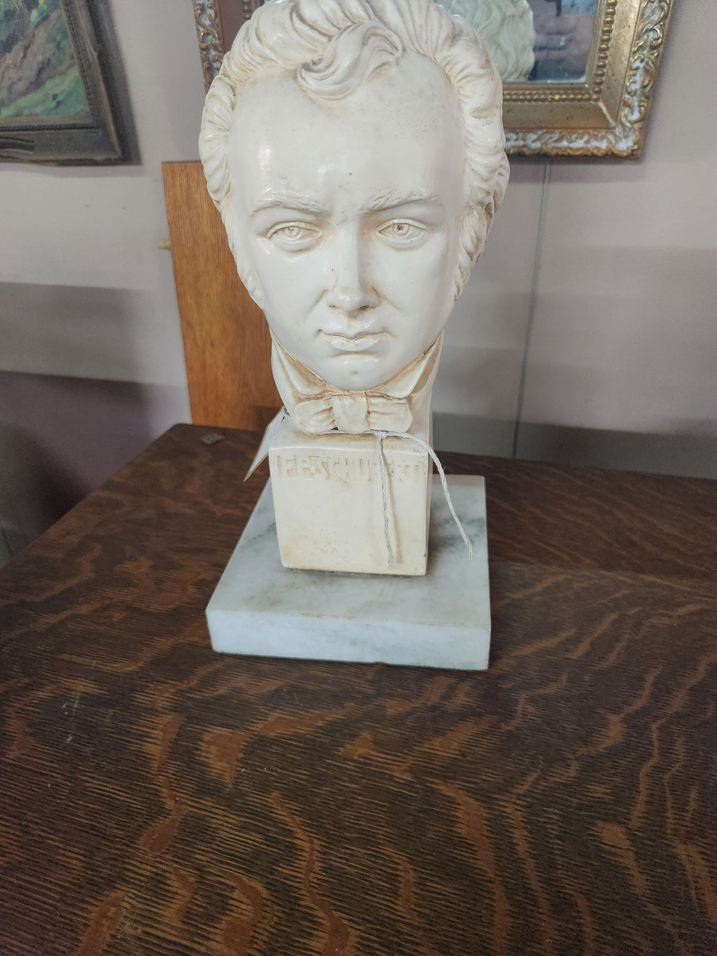 VIntage Composite Marble & Alabaster Bust of Composer Franz Schubert