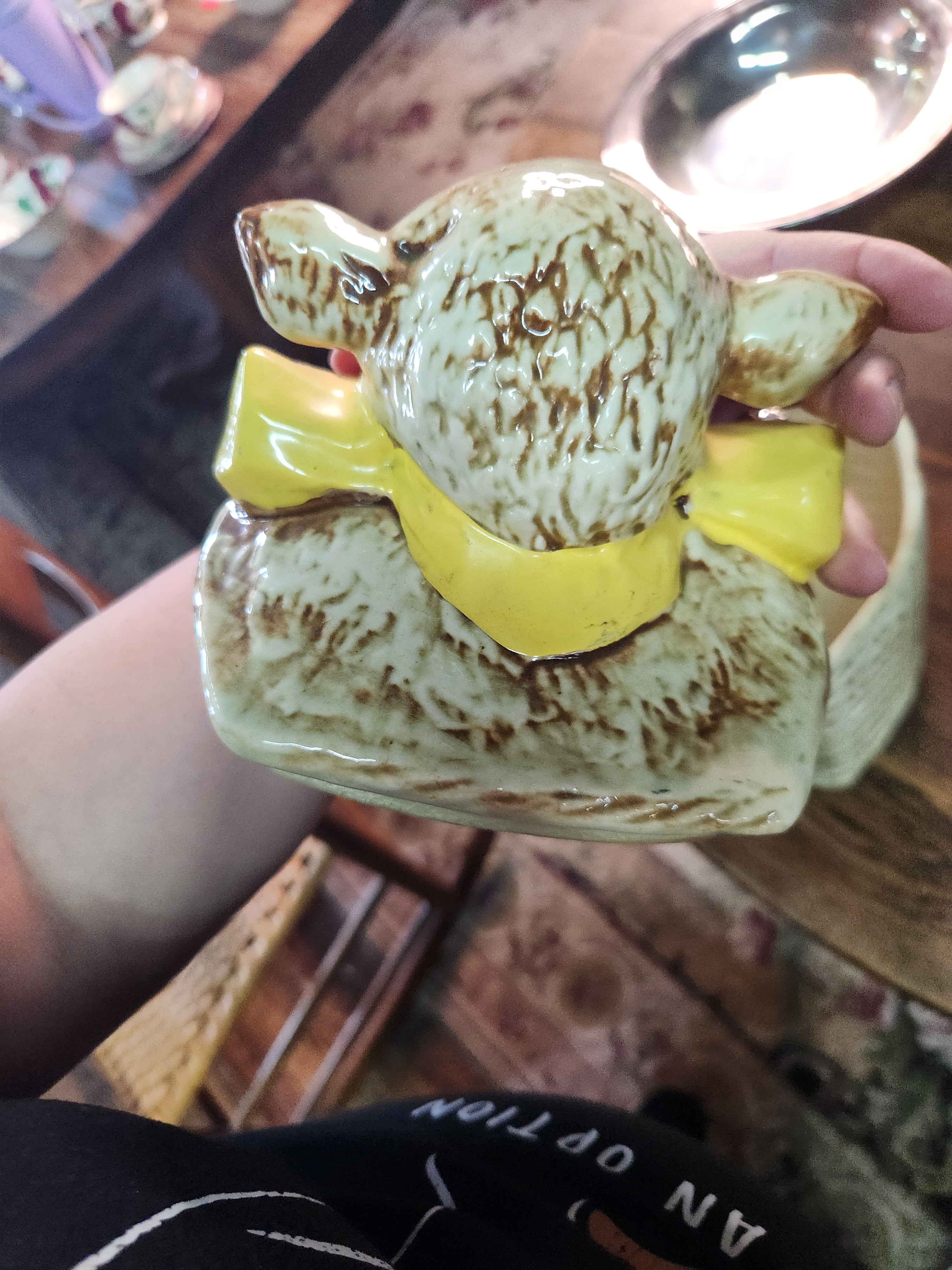 Vintage 1956 McCoy "Lamb in a Basket" Ceramic Cookie Jar