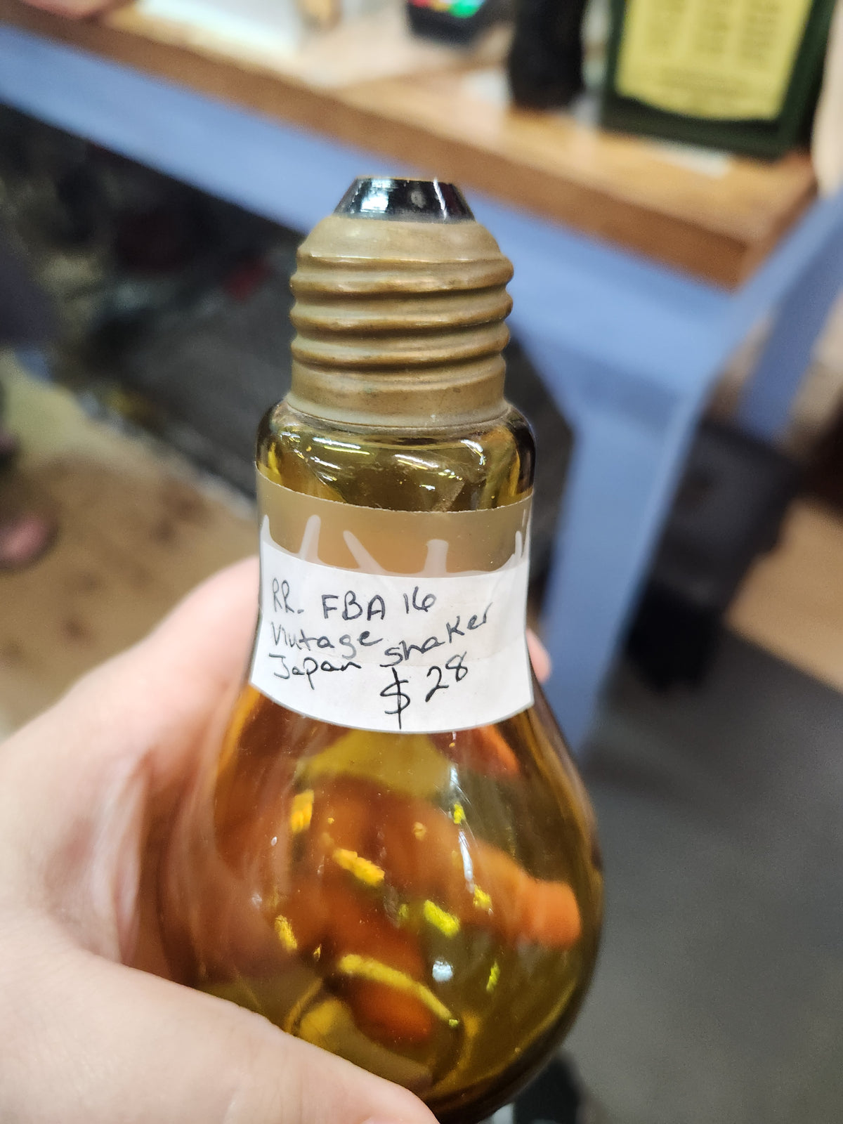 Vintage Japan Amber Glass Light Bulb Shaker