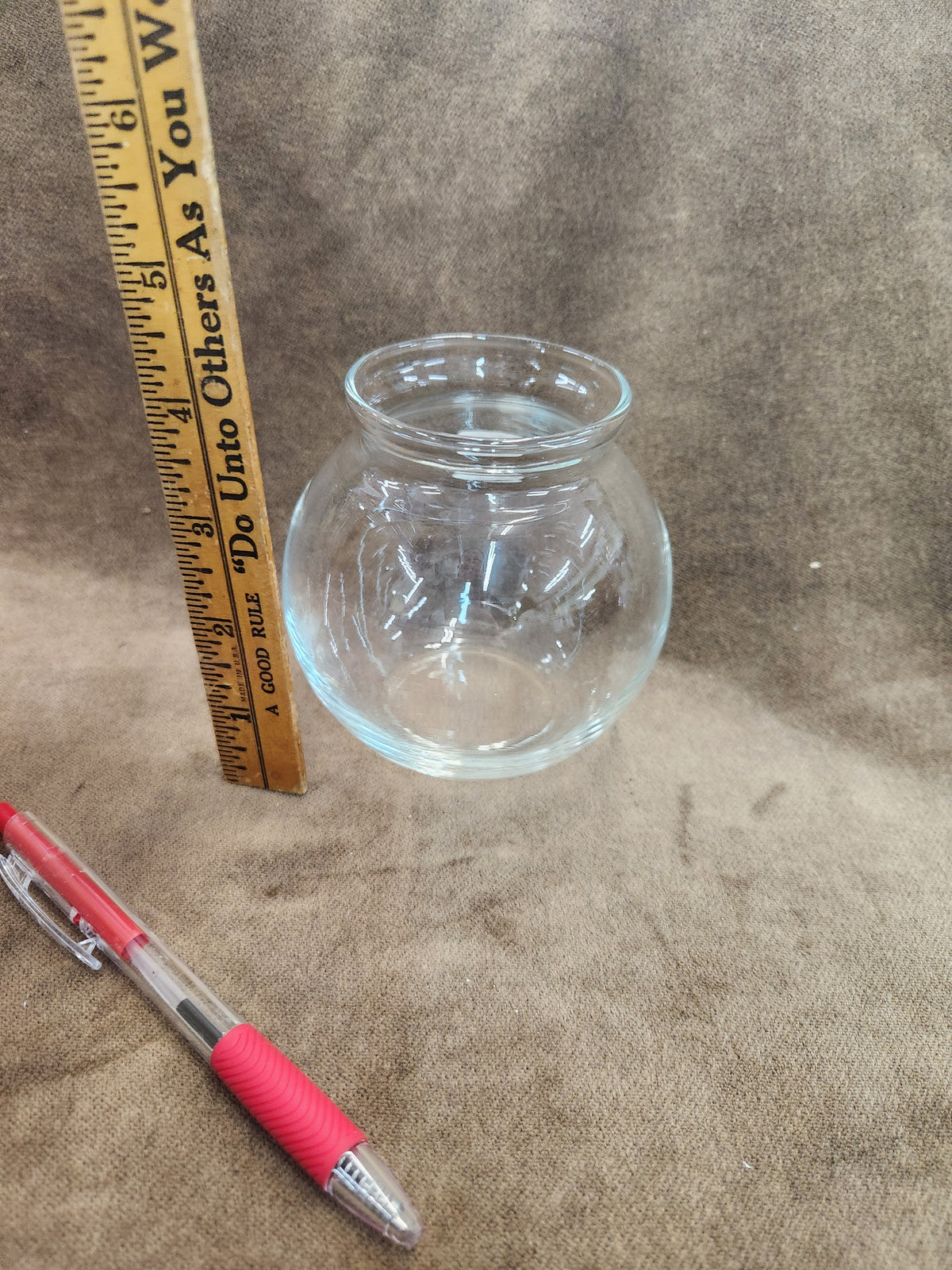 Vintage Clear Glass Bubble Bowl Vase with Flared Rim