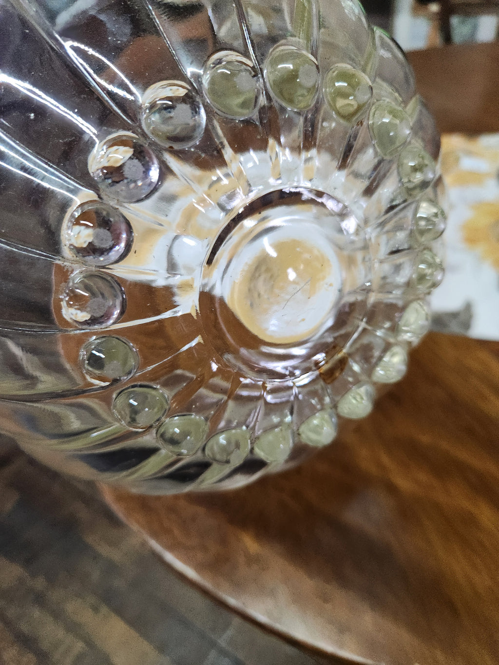 Vintage Clear Glass Serving Bowl Colonial Swirl Pattern Hazel Atlas