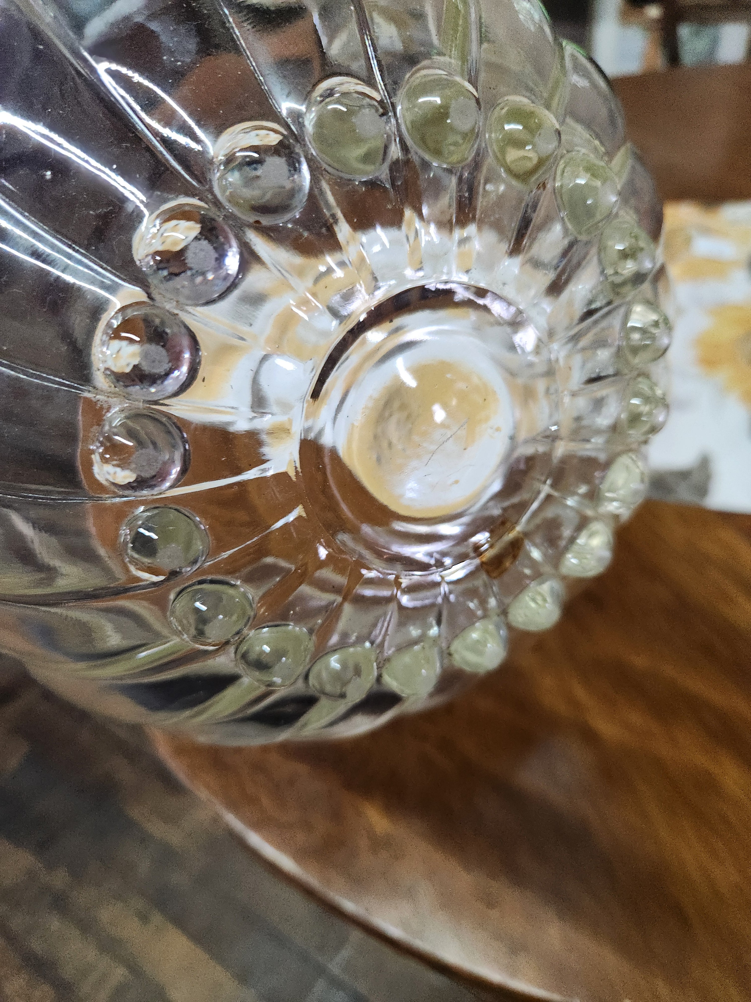 Vintage Clear Glass Serving Bowl Colonial Swirl Pattern Hazel Atlas