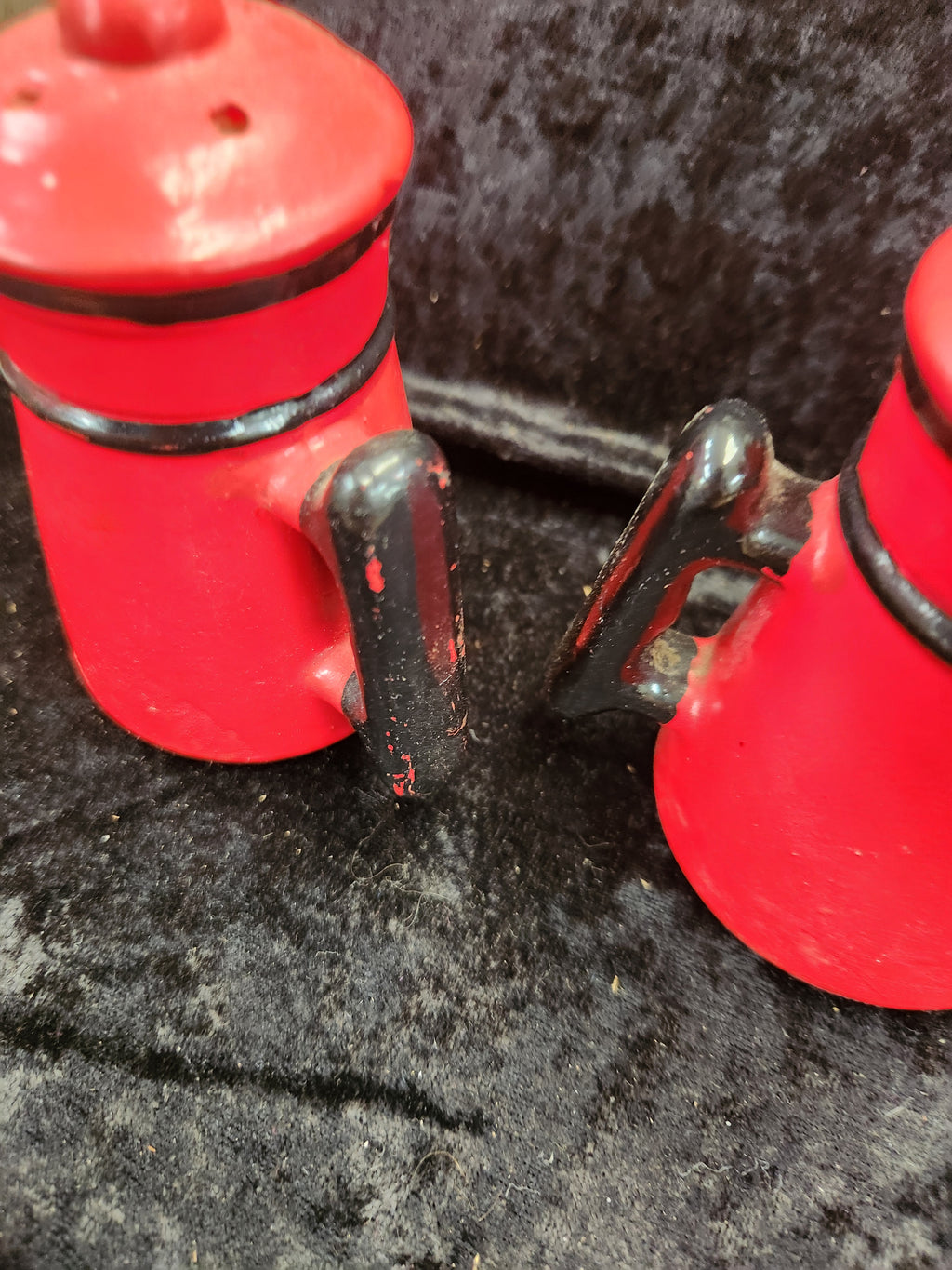 Vintage Red Ceramic Coffee Pot S&P Shakers Japan 60's 70's