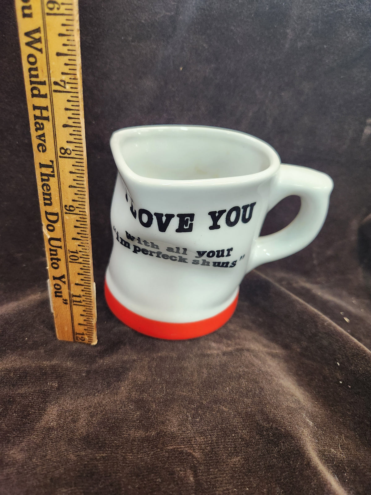 Vintage 1993 Novelty Coffee Mug Made by Houston Foods Featuring an Intentionally Warped, Wrinkled Shape