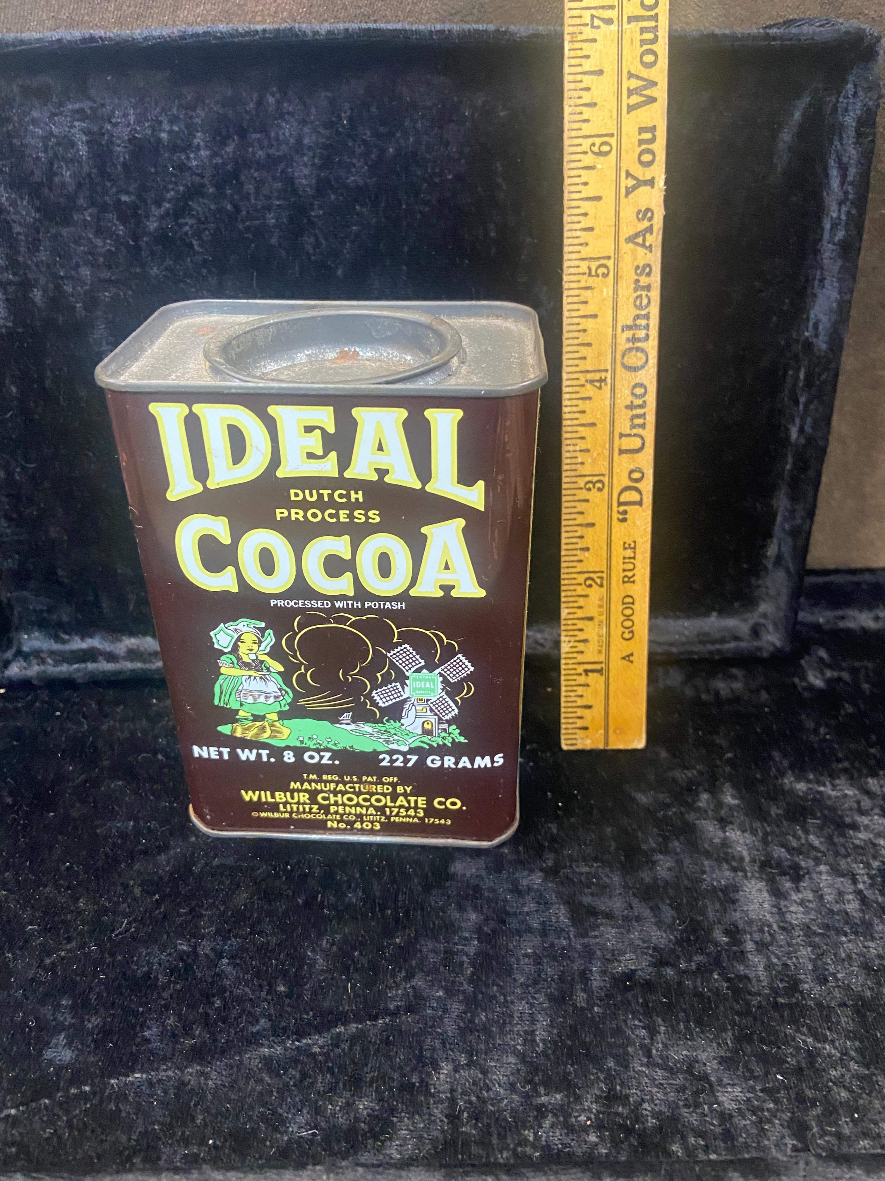 Vintage 8oz Ideal Dutch Process Cocoa Tin Wilbur Chocolate Co.