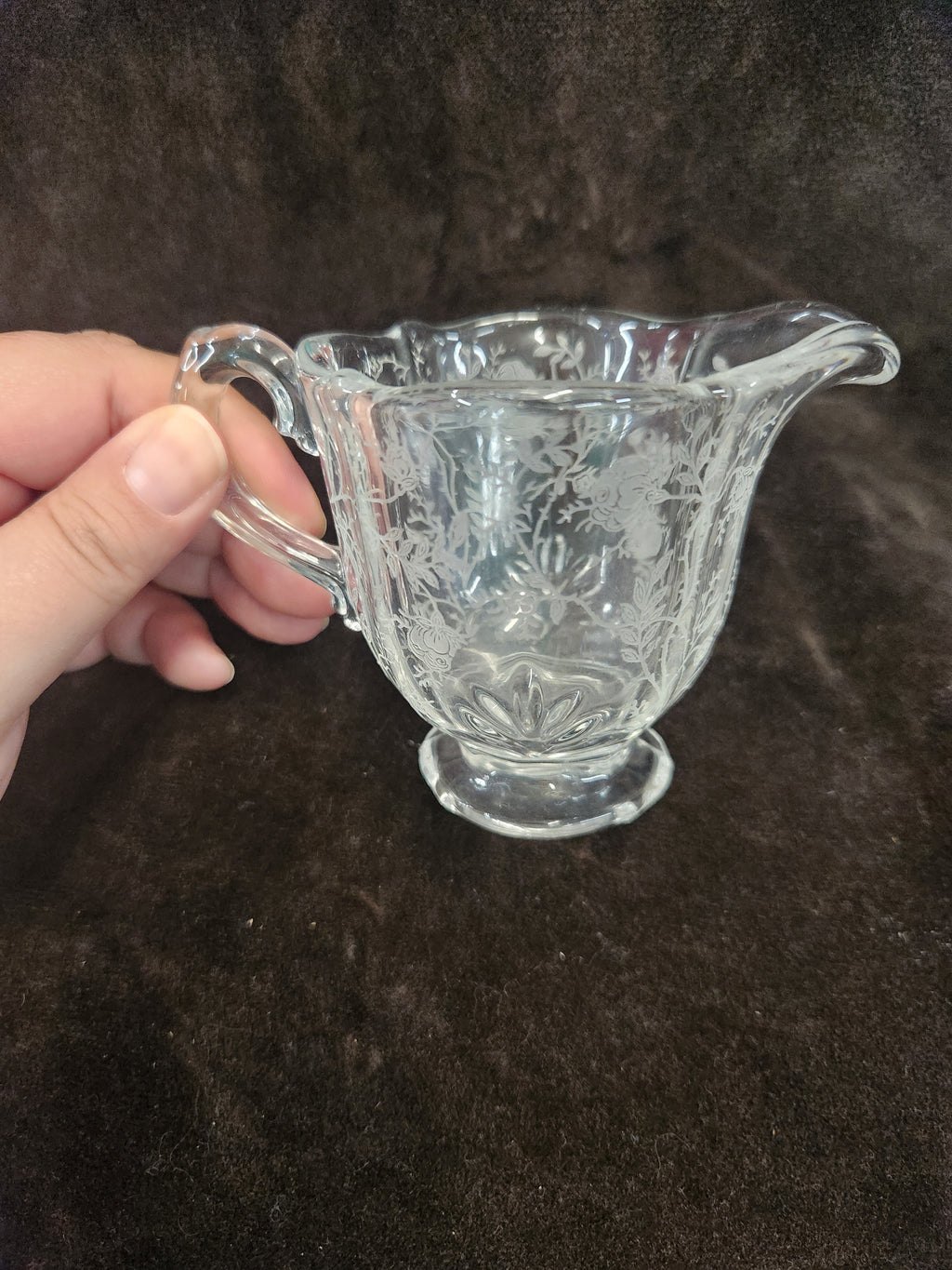 Vintage Fostoria Chintz Etched Crystal Glass Creamer in the Baroque Shape