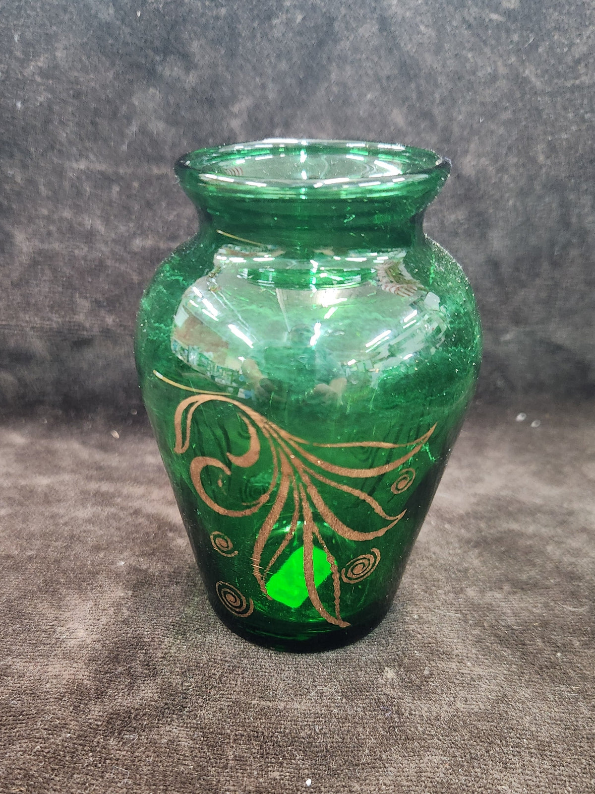 Mid-century Anchor Hocking Miniature Emerald Green Glass Bud Vase