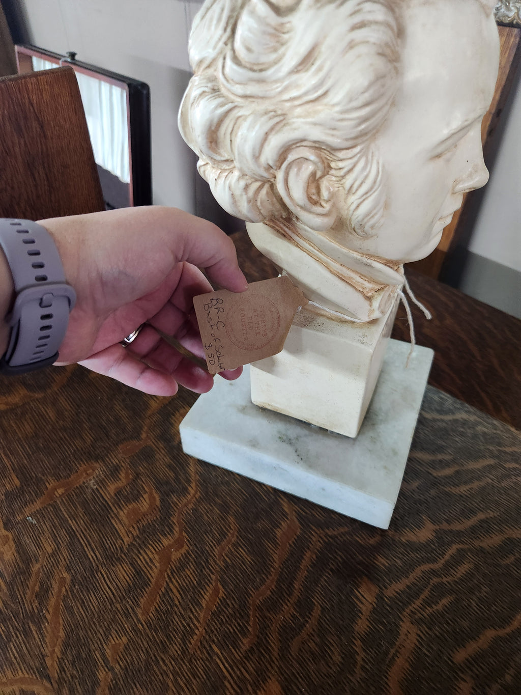 VIntage Composite Marble & Alabaster Bust of Composer Franz Schubert