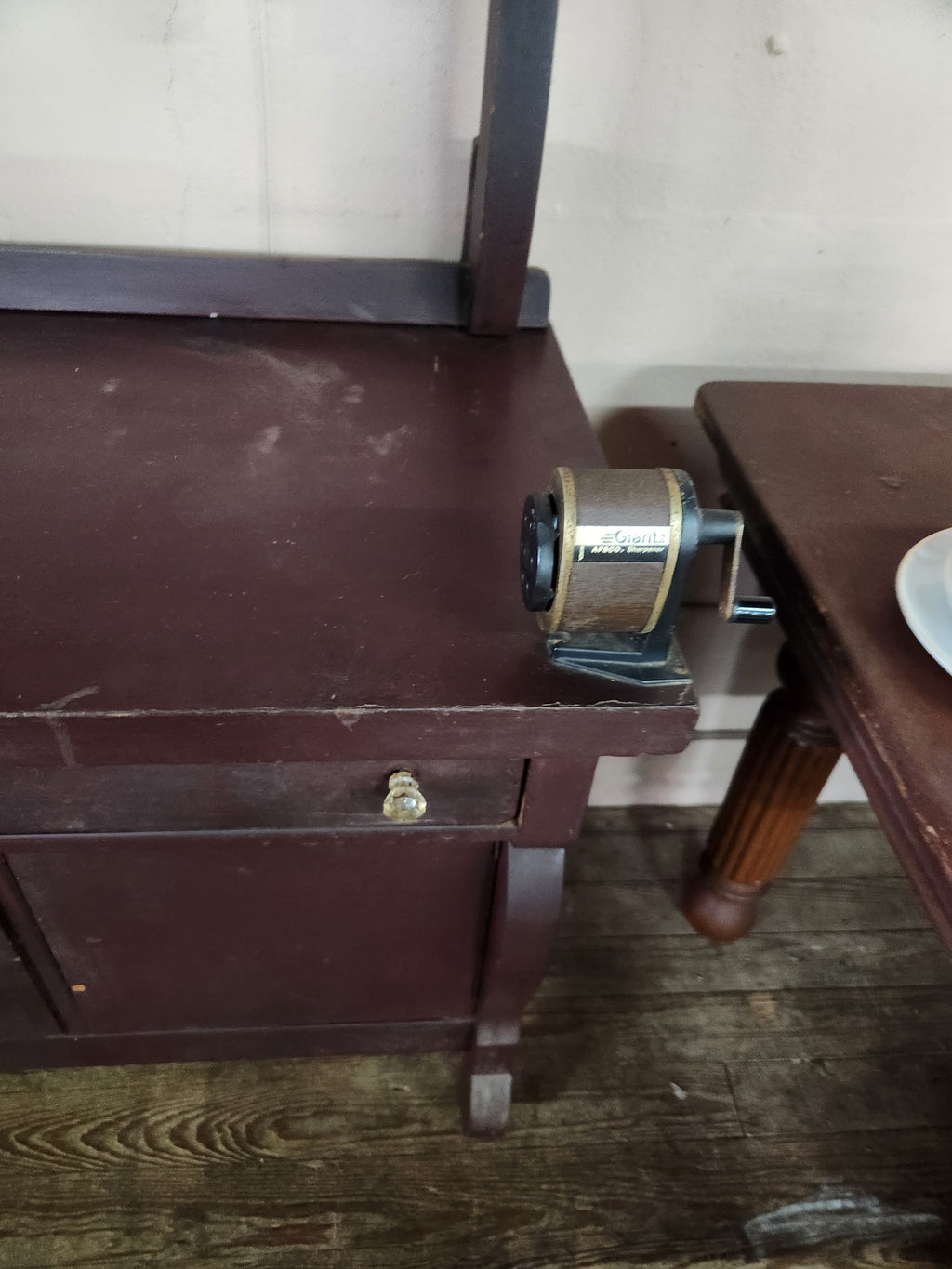 Antique Wooden Washstand or Commode Cabinet Swing Mirror Towel Bar