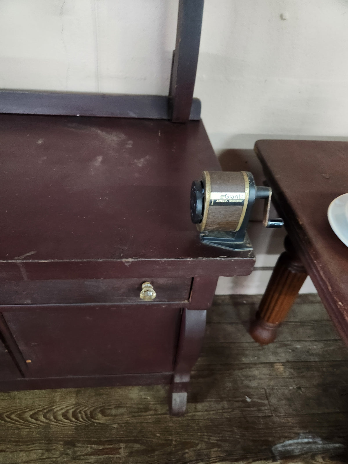 Antique Wooden Washstand or Commode Cabinet Swing Mirror Towel Bar