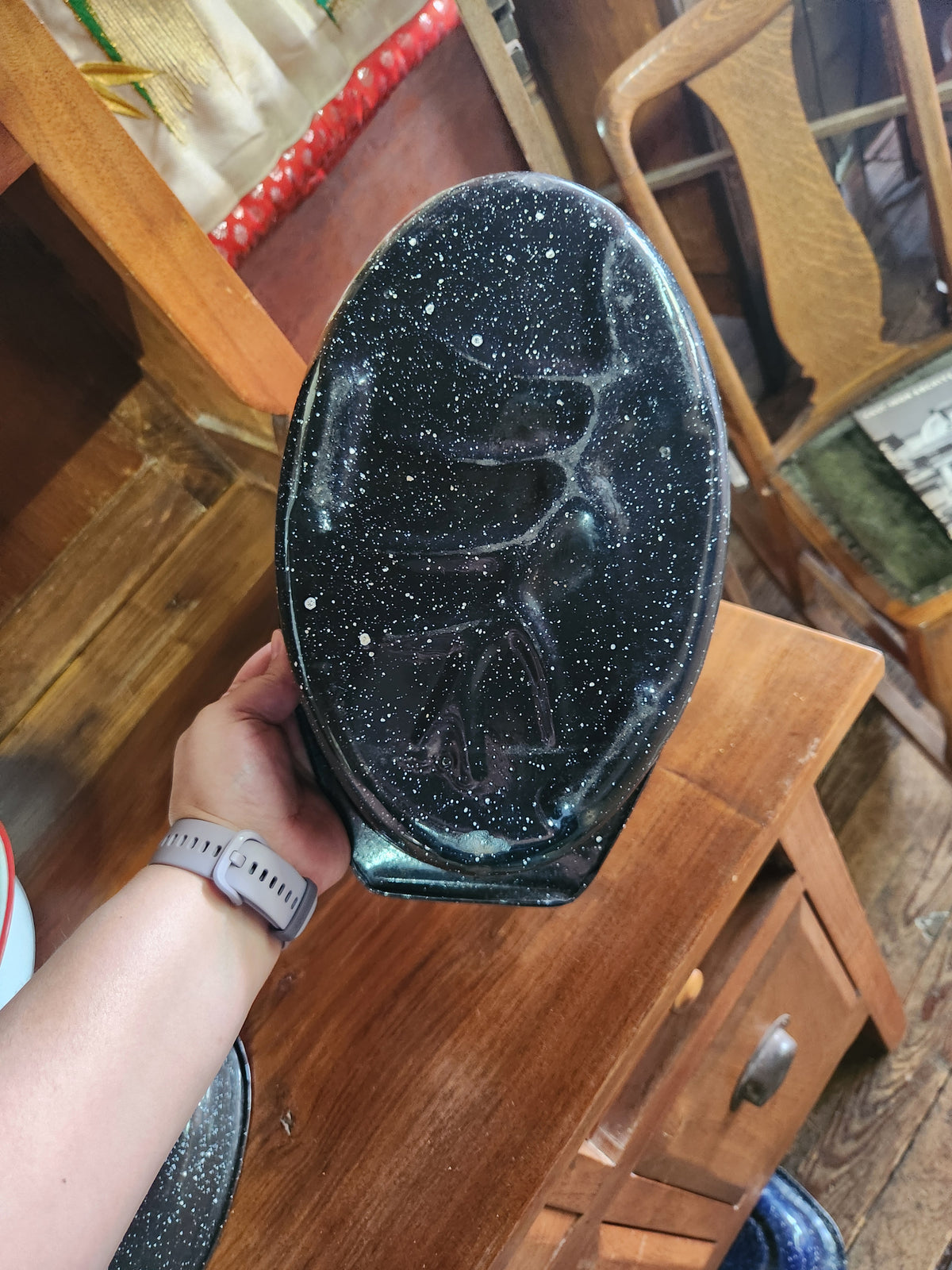 Black-Speckled Enamelware Oval Roasting Pan